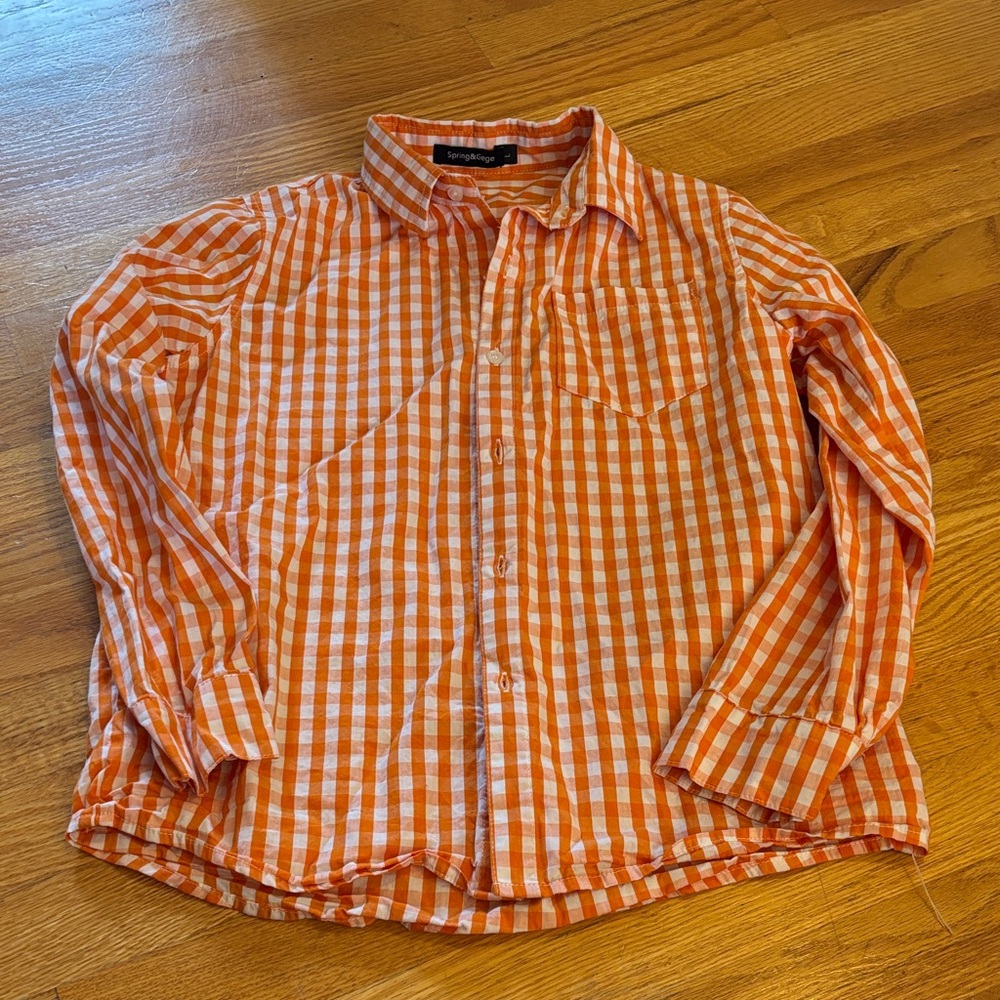 Boys' Long Sleeve Plaid Poplin Button Down Shirt (Size Large)